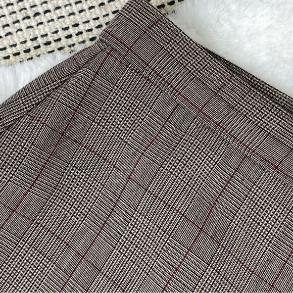 JM Collection Petite Plaid Straight Leg Dress Pants Trousers Brown Maroon 10P - Picture 3 of 9